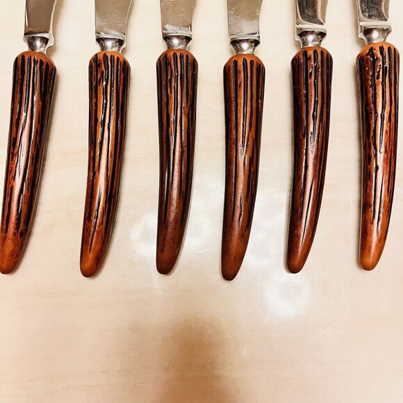 VTG Olde English Cutlery & Sheffield England Steak Knife Set of 6 w/ Sharpener - Picture 2 of 8